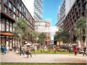 A rendering from RioCan's The Well project in downtown Toronto. The developer is proposing a similar green park as it redevelops its Mill Woods site.