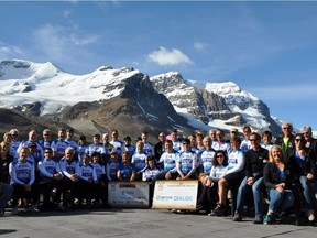 A 900-km ride back from Vancouver is the plan of this Edmonton group of cyclists, which in the last two years has raised $480,000 for CASA, providers of mental health services to children, adolescents and their families. Last year the group, pictured here at the Columbia Icefields on its ride back from Montana, supported the just-opened CASA Centre and will this year raise funds to create, in collaboration with the U of A, a Research Chair in Child and Adolescent Psychiatry.