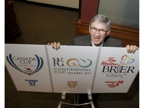 Warren Hansen, manager of event operations with the Canadian Curling Association, mugs for a photo ahead of the 2015 Brier in Calgary. (Lyle Aspinall)