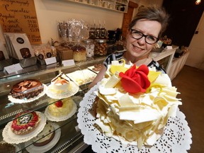 The Art of Cake owner Gloria Bednarz poses for a photo at the bakery, 11807 105 Ave., in Edmonton Friday April 21, 2017. Photo by David Bloom