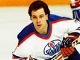 Edmonton Oilers forward Dave Lumley during Game 2 of the Smythe Division semifinal against the Winnipeg Jets on April 5, 1984.