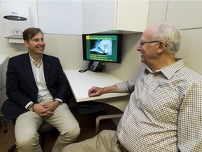 Dr. Keith Rourke (left), urologist and director of the AHS urethral reconstruction program, speaks with patient Harvey Marchand, 73, on Tuesday, April 4, 2017, in Edmonton.