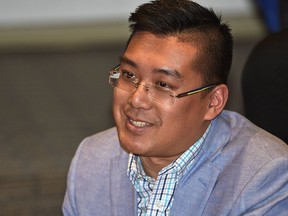 Edmonton Public school board trustee Nathan Ip during a board meeting at the Centre for Education in Edmonton, Tuesday, February 14, 2017.