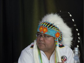 Grand Chief Rupert Meneen was on hand as Alberta Minister of Indigenous Relations Richard Feehan  announced $100 000 of funding for the National Gathering of Elders on April 12,  2017, at the Double Tree Hotel in west Edmonton.