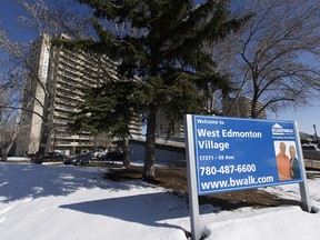 Apartment buildings near 173 Street and 69 Avenue where two men facing a total of 65 charges including second-degree murder were arrested after a violent assault are seen in Edmonton on Sunday, April 16, 2017.
