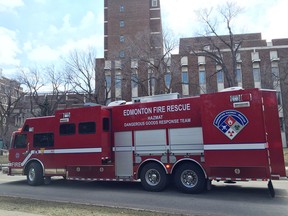 An Edmonton fire department hazmat team responded to a chemical incident at the University of Alberta on April 21.