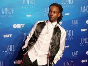 Jazz Cartier poses at the Juno Awards held on Sunday at the Canadian Tire Centre.