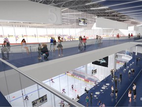 Artist's rendering of Northlands Coliseum concourse after proposed renovations.