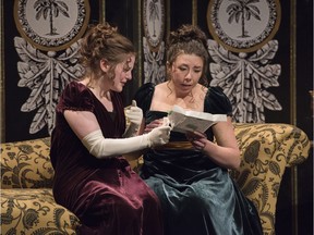 Marianne Dashwood (left, played by Kristin Johnston) and Elinor Dashwood (Madison Walsh) are the main characters in Sense and Sensibility.