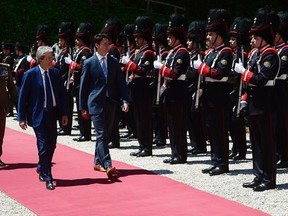 Prime Minister Justin Trudeau meets with Italian Prime Minister Paolo Gentiloni at Villa Madama in Rome, Italy on Tuesday, May 30, 2017. THE CANADIAN PRESS/Sean Kilpatrick