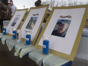 A candlelight vigil was set up at Snye Point Park in Fort McMurray Sunday to remember four hunters from Fort Chipewyan who disappeared on a hunting trip April 23.