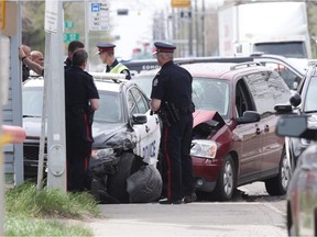 A police officer was taken to hospital after a crash near 118 Avenue and 59 Street.