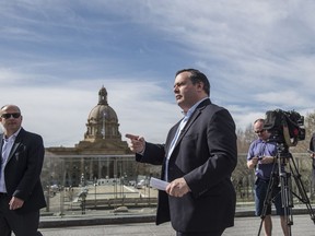 Alberta PC Party leader Jason Kenney provided the media an update on unity talks with the Wildrose Party at the Federal Building on May 5, 2017.