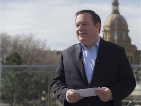 Alberta Progressive Conservative Party Leader Jason Kenney speaks to reporters outside the Federal Building on May 5,  2017.