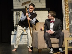 Brittany Weston and Aidan Straughan perform in McNally High School's production of Larceny and Old Lace at the Concordia University in Edmonton on Tuesday, April 25, 2017.