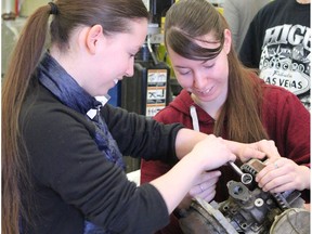 Students from Fox Creek School learn about auto mechanics during Experiential Learning Week. The Northern Gateway school board is one of several rural boards concerned a new way of funding high school credits will limit options they can offer to students.