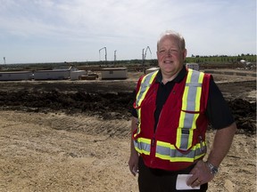 Dean Heuman, head of stakeholder relations, gives an update for the Valley Line LRT at the future site of Gerry Wright Operations and Maintenance Facility on Wednesday May 31, 2017, in Edmonton.