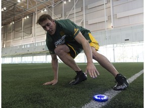 Edmonton Eskimos Chris Getzlaf takes part in physical testing at the Commonwealth Recreation Centre Field House on Saturday May 27, 2017, in Edmonton.