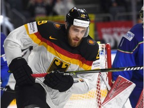 Germany's Leon Draisaitl plays against Italy in the IIHF World Championships first-round match in Cologne, Germany, on May 13, 2017. (Getty Images)