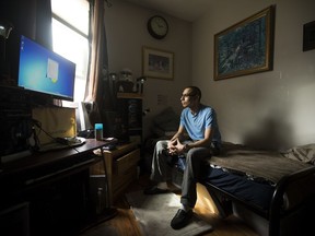 Jeffrey Richardson sits in a bedroom of his apartment at the Hope Terrace FASD supportive housing facility May 3, 2017. Operated by Bissell Centre, Hope Terrace has 15 units and provides housing and supports for 24 people living with FASD.