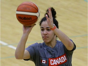 Kia Nurse participates in the Canadian women's national basketball team assessment camp held at the Saville Community Sports Centre in Edmonton on Saturday May 13, 2017.