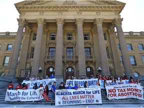 March for Life held an anti-abortion rally as supporters marched from Winston Churchill Square to the legislature in Edmonton, May 11, 2017.