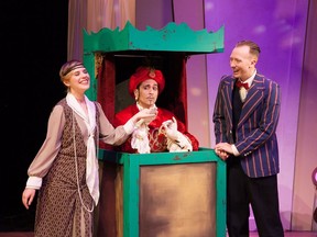 Louise Lambert stars as Cornelia, Mark Meer as The Turk and Braydon Dowler-Coleman (far right) as Wally in Stewart Lemoine's The Salon of the Talking Turk, now playing at the Varscona.