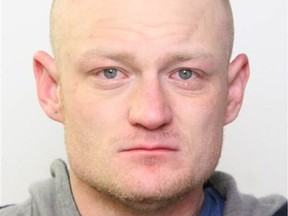 Robert Brookes, 30, is wanted by Edmonton police after two University of Alberta peace officers were pepper sprayed while trying to arrest a man and a woman on outstanding warrants on May 15, 2017.