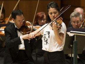 Violinist Simone Porter, rehearsing for her soloist performance with the Edmonton Symphony Orchestra’s Tchaikovsky & Sibelius concert at the Winspear Centre Friday, was “quite simply marvelous,” said critic Mark Morris. The concert repeats tonight at 8 p.m. Photo by David Bloom