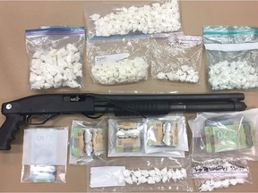 The Alberta Law Enforcement Response Teams (ALERT) seized a large amount of cocaine, a cocaine buffing agent and a shotgun in two Fort McMurray drug busts in May 2017. (Supplied)
