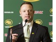 The Edmonton Eskimos introduce new general manager Brock Sunderland at Commonwealth Stadium in the Eskimos locker room on Tuesday April 25, 2017, in Edmonton.