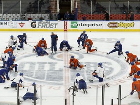 The Edmonton Oilers practice at Rogers Place in Edmonton on May 2, 2017.