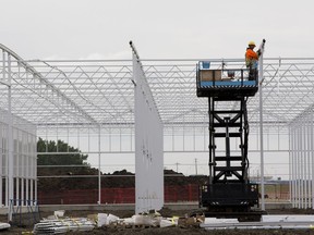 Work continues on the Aurora Sky green houses at  the Edmonton International Airport on Friday June 16, 2017, in Edmonton.