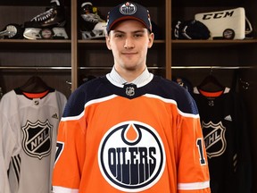 Stuart Skinner poses for a portrait after being selected 78th overall by the Edmonton Oilers during the 2017 NHL Draft at the United Center on June 24, 2017 in Chicago, Illinois.