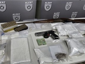 ALERT seized an estimated $275,000 worth of drugs was seized along with two firearms from an Edmonton drug dealer in May 2017. Supplied Photo/ALERT