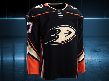 Anaheim Ducks home jersey design by Adidas for the 2017-18 NHL season.