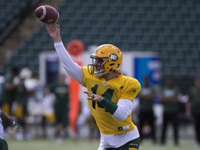 Edmonton Eskimos quarterback Brett Smith throws the ball during an intra-squad game on Friday June 2, 2017, in Edmonton.   Greg  Southam / Postmedia Photos off intrasquad game for stories running Saturday, June 3 editions.