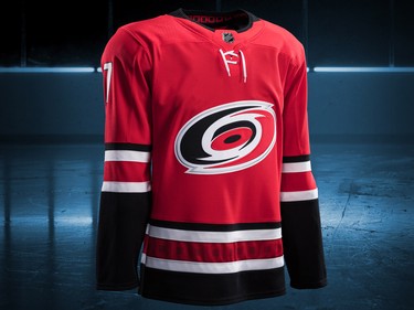 Carolina Hurricanes home jersey design by Adidas for the 2017-18 NHL season.