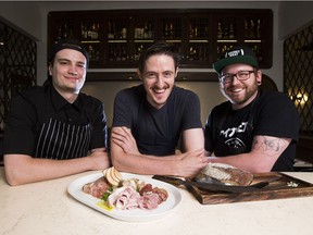 Peter Keith (left) and Will Kotowicz (right) are co-owners of Secret Meat Club. Chef Roger Letourneau of Clementine serves the company's custom-made charcuterie at his restaurant.