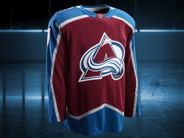 Colorado Avalanche home jersey design by Adidas for the 2017-18 NHL season.