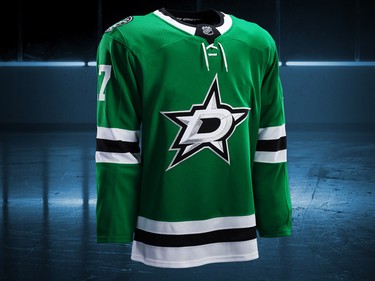 Dallas Stars home jersey design by Adidas for the 2017-18 NHL season.