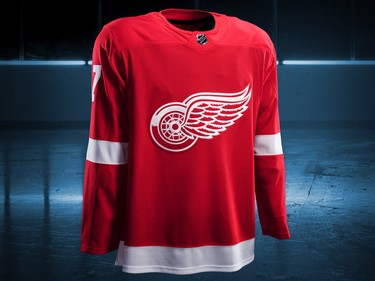 Detroit Red Wings home jersey design by Adidas for the 2017-18 NHL season.