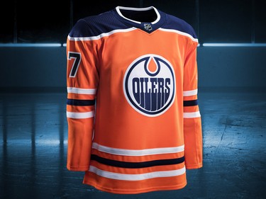 Edmonton Oilers home jersey design by Adidas for the 2017-18 NHL season.