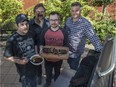 From left, Daniel Brasleiro, Randall Stasuk, Josh Ward, and Nigel Webber make up NAIT's barbecue team. Missing is chef Ron Wong.