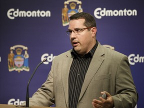 Eddie Robar, branch manager of Edmonton Transit, speaks about Edmonton's recently unveiled 10-year transit strategy during a news conference at City Hall. in Edmonton, Alberta on Friday, June 23, 2017.