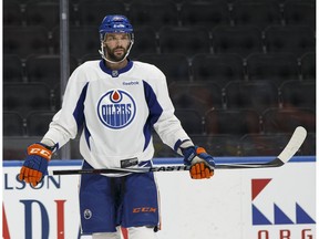 Edmonton Oilers' Benoit Pouliot skates during practice at Rogers Place in Edmonton on Tuesday, May 2, 2017.