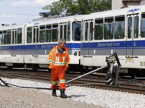 Damage to overhead wires put LRT trains out of service on several routes Wednesday afternoon.