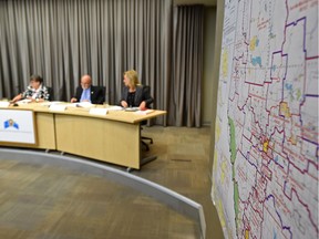 Justice Myra Bielby, Chair of the Electoral Boundaries Commission outlined the recommendations for changes to the boundaries and names of some of the electoral divisions or constituencies for Alberta at a news conference in Edmonton, May 25, 2017.