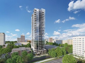 Westrich Pacific is proposing a 28-storey tower on two single-family lots in the Grandin area of Oliver. The public hearing is scheduled for  June 28, 2017.