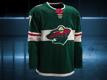 Minnesota Wild home jersey design by Adidas for the 2017-18 NHL season.